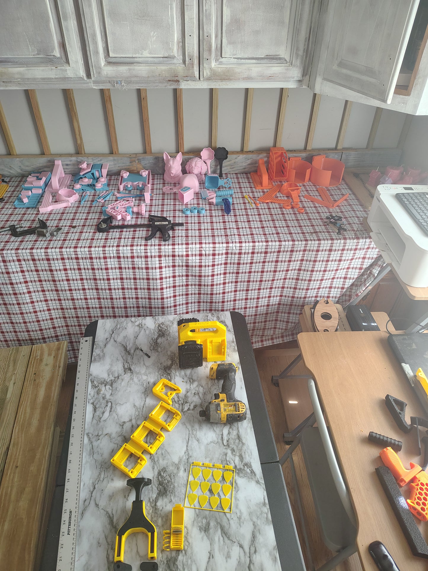 Battery holder storage DeWalt cordless tools wall or under counter