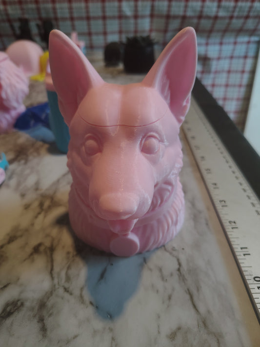 German Shepherd treat jar storage container