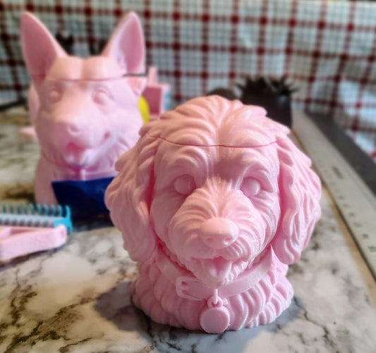 Doodle dog. Golden ,labradoodle,poodle storage treat jar